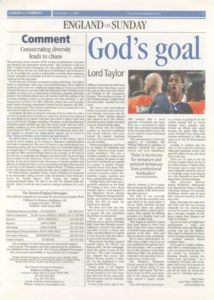 God's Goal, soccer, England, Britain, House of Lords